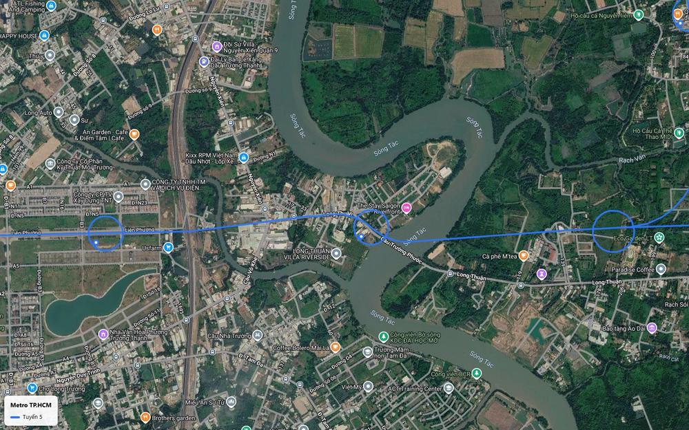 Tuyến metro số 5 TP.HCM vượt sông Tắc tại cầu Trường Phước để vào trục Long Thuận, Liên Phường