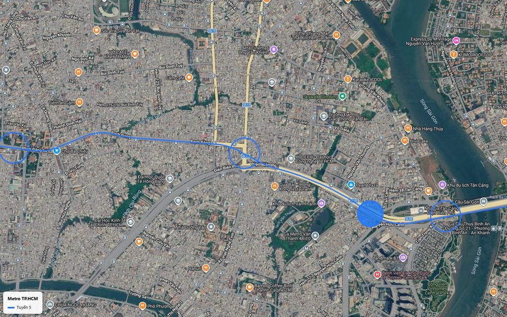 Bản đồ tuyến metro số 5 đoạn Điện Biên Phủ, Bạch Đằng qua quận Bình Thạnh về chợ Bà Chiểu